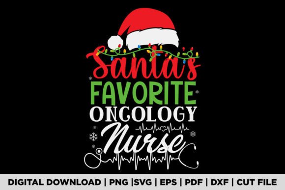 Santa's Favorite Oncology Nurse Embroidery Design